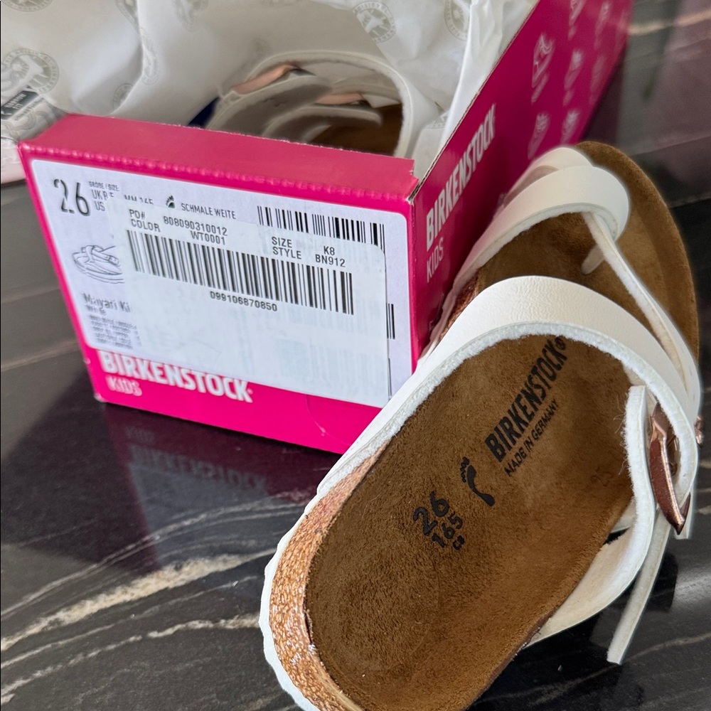 Birkenstock Kids Cream white Makari Sandals 26